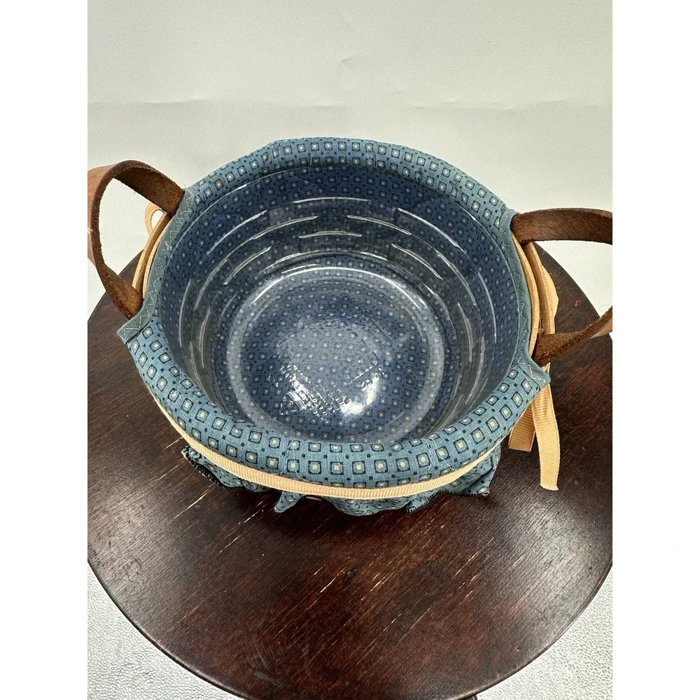 Longaberger Button Basket W/Protector & Classic French Blue Liner 1993
